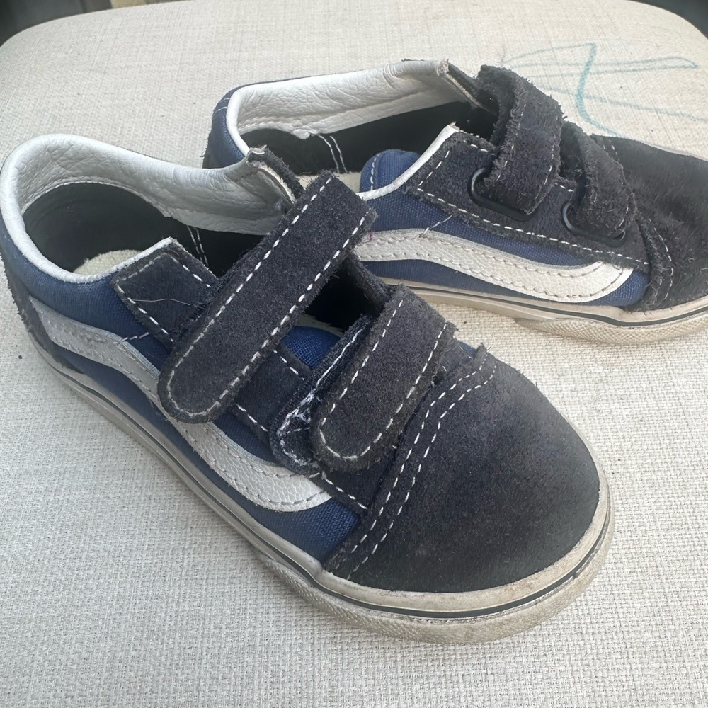 Vans Kids Navy and White Velcro Sneakers
